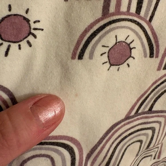 Kate Quinn - Purple Rainbows Tee and Shorts Daywear Outfit PLAY (stain & thread) - Picture 3 of 7